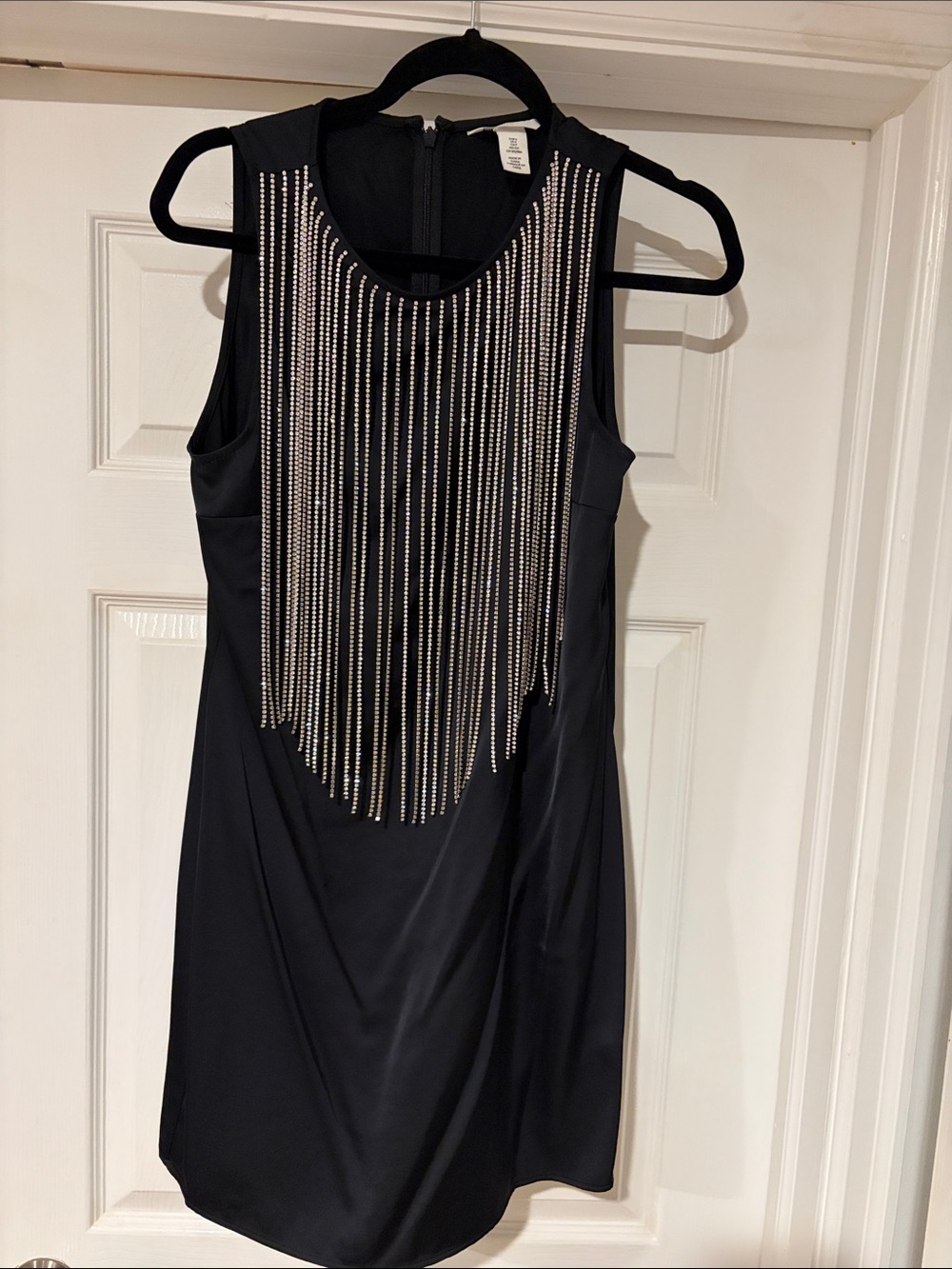 H&M Black Mini Dress with Silver Fringe